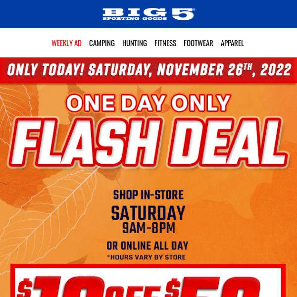 [Flash Deal] $10 OFF $50 ⏰ Today Only ⏰
