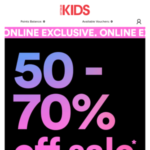 Typo, 50-70% off sale is ON