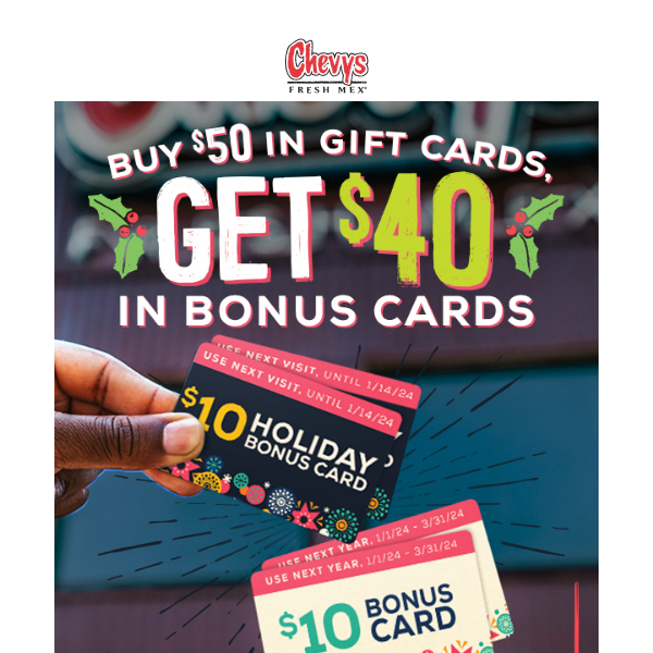 Last Chance! Get $40 in Bonus Cards When You Buy $50 in Gift Cards!