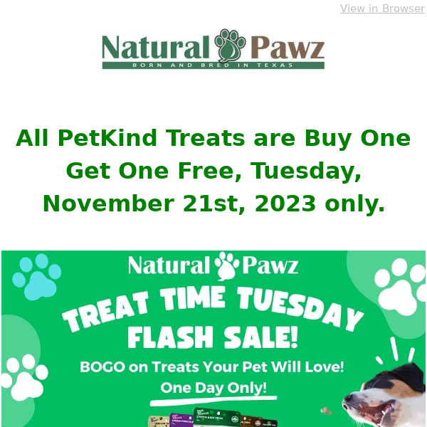 Petkind Treats BOGO - Treat Time Tuesday Flash Sale!