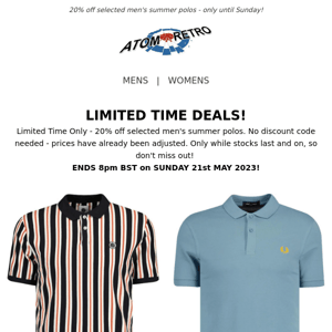 20% off 20 Polos - Limited Time Only!