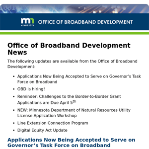 Office of Broadband Development News