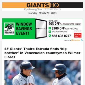 SF Giants’ Thairo Estrada finds ‘big brother’ in Venezuelan countryman Wilmer Flores
