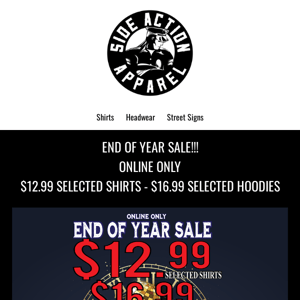 END OF YEAR SALE!!! $12.99 ON SELECTED SHIRTS