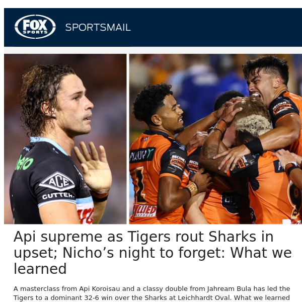 Api supreme as Tigers rout Sharks in upset; Nicho’s night to forget: What we learned