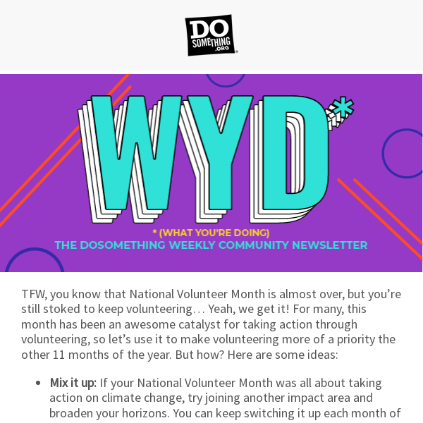 WYD (What You’re Doing) to give your volunteer journey a glow-up ✨