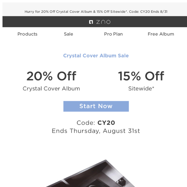 Last Call! Take 20% Off Crystal Cover Albums!