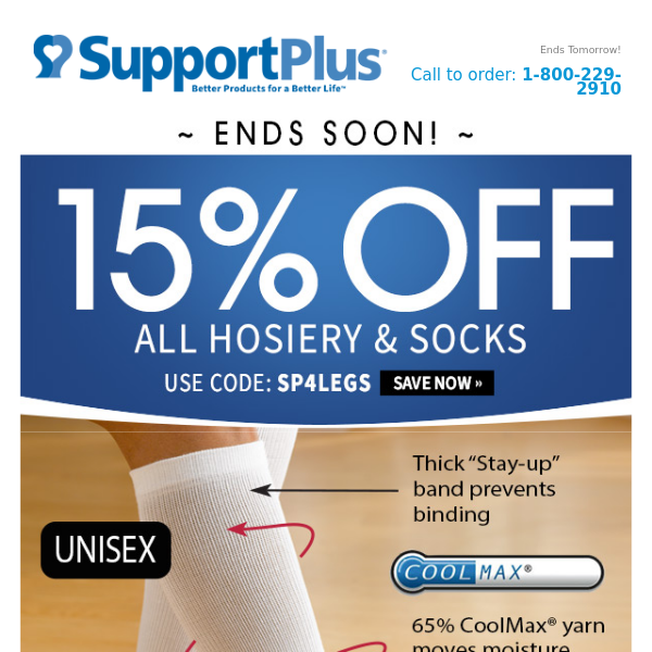 15% off Hosiery & Socks - Ends Tomorrow!