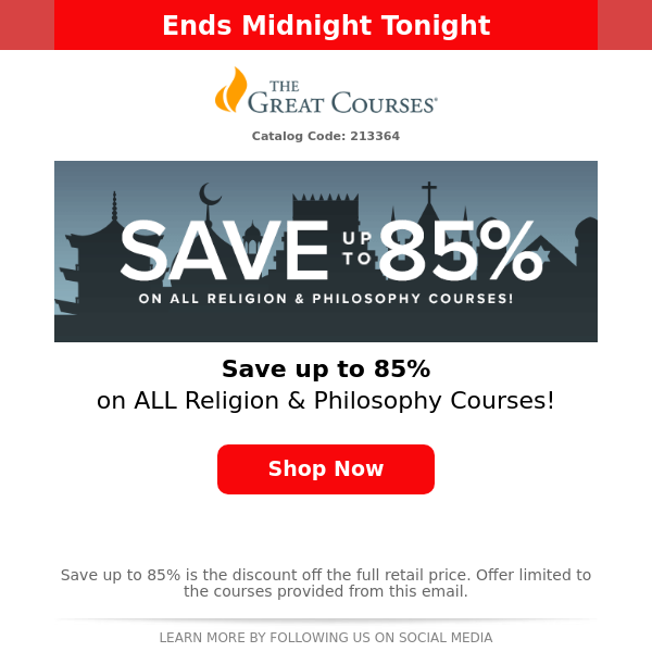 Up to 85% Off ALL Religion & Philosophy Courses!