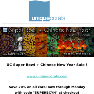 Super Bowl + Chinese New Year sale ! Save 20% on all livestock now through Monday with discount code "SUPERBCYN"  ﻿ ﻿ 　　