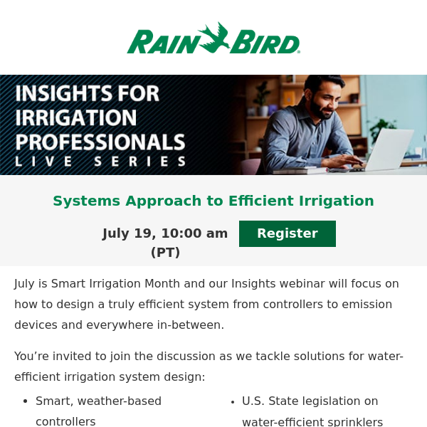 [July 19 Webinar] Systems Approach to Efficient Irrigation