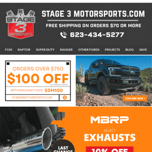 Final Hours to save on MBRP Exhausts & Rancho Suspension!