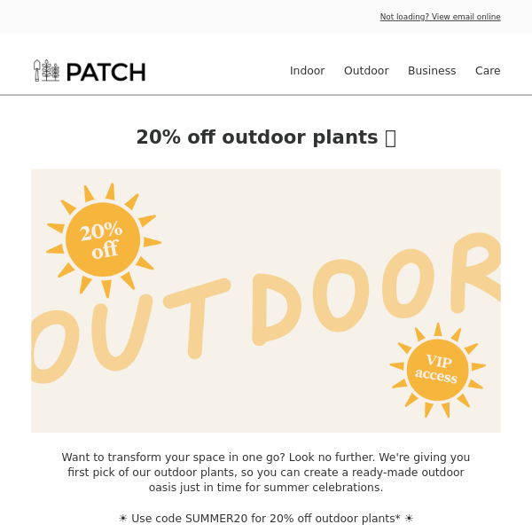 20% off outdoor plants 🌴