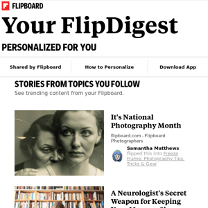 What's new on Flipboard: Stories from Photography, Health, TV and more