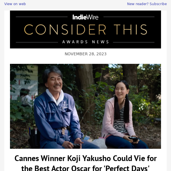 Cannes Winner Koji Yakusho Could Vie for the Best Actor Oscar for 'Perfect Days'