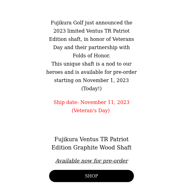 Fujikura's Ventus TR Patriot Edition is Here!