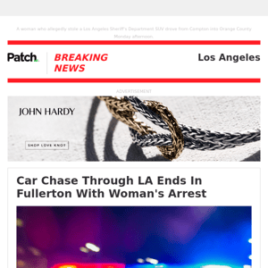 ALERT: Car Chase Through LA Ends In Fullerton With Woman's Arrest – Mon 02:39:33PM