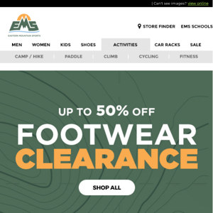 💥 Up to 50% OFF Footwear Clearance 