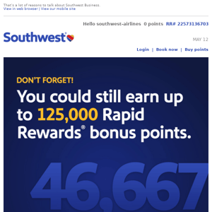 Wanna earn up to 125,000 Rapid Rewards bonus points?