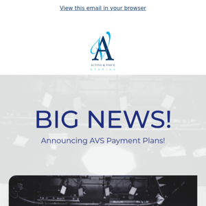 BIG NEWS: AVS Payment Plans!!