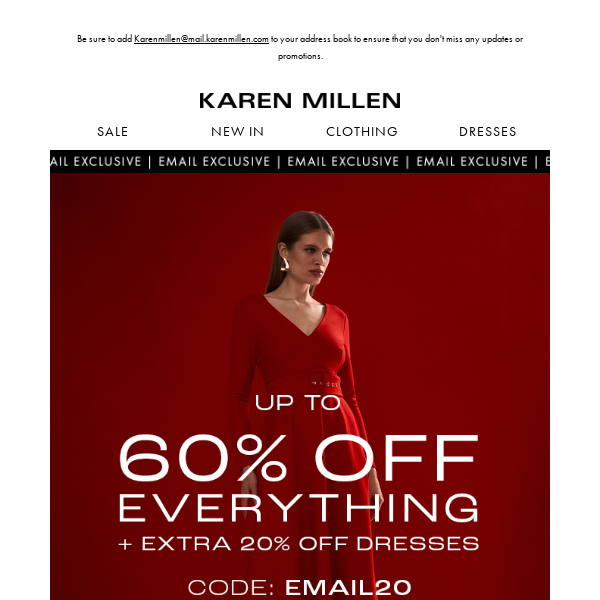 Email Exclusive | Up to 60% off everything + an extra 20% off dresses