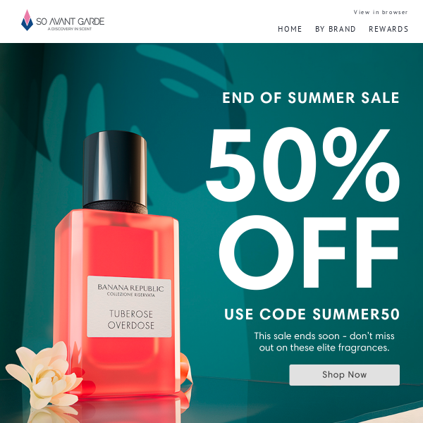 50% off best-selling fragrances 🖤 End of Summer Sale...