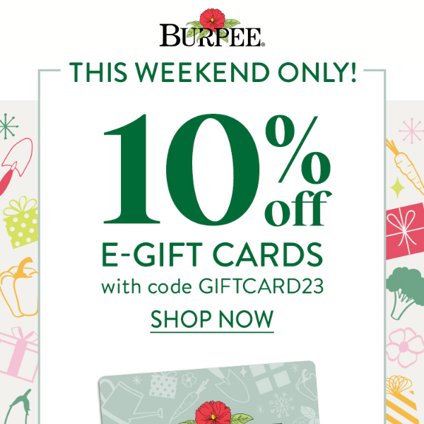 Save 10% on e-gift cards 🙌