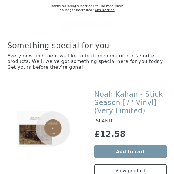 NEW! Noah Kahan - Stick Season [7 Vinyl] (Very Limited) - Horizons Music