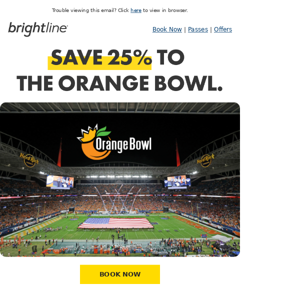 Save 25% on Your Ride to the Orange Bowl.