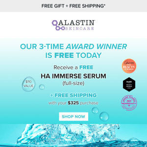 Almost Gone! Enjoy a FREE Full-Size HA IMMERSE Serum