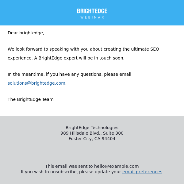 Thank you for requesting a personalized demo with BrightEdge