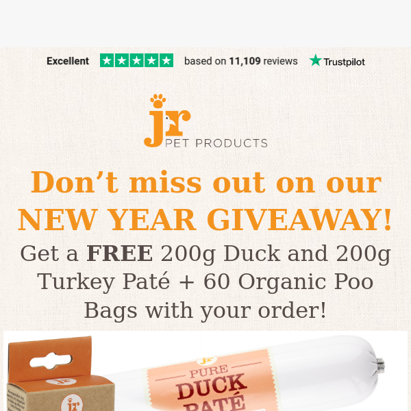 2 x FREE 200g Pate and 60 Organic Poo bags - Don’t miss out!