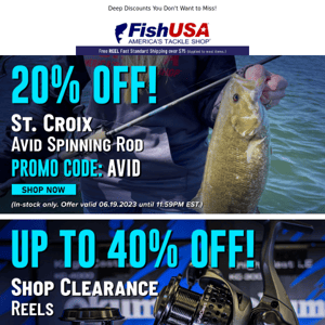 Take 20% Off The St. Croix Avid Spinning Rod, Today Only!