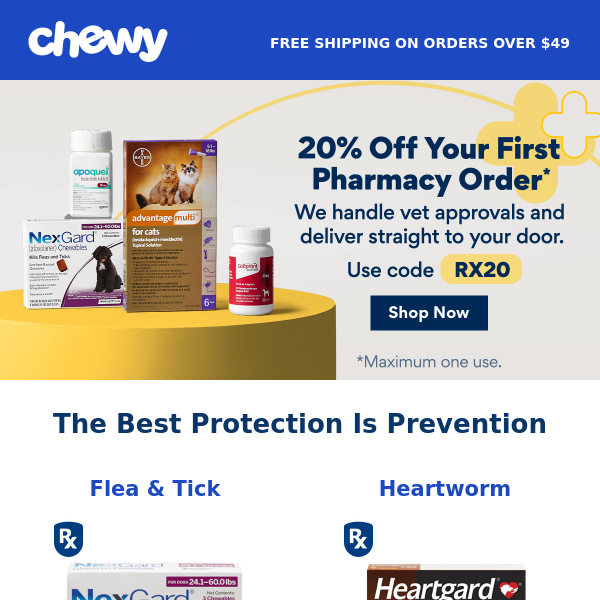 Save 20% on Your Pet’s First Pharmacy Order