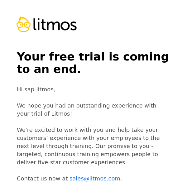 Your trial of Litmos is ending soon