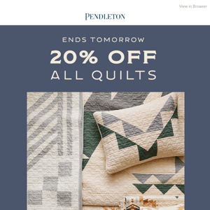 Save 20% on all quilts