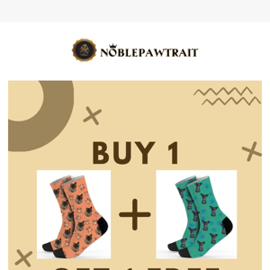 🔥 🧦 Buy One, Get One Free on Custom Socks featuring Your Pet's Face! 🐶🧦