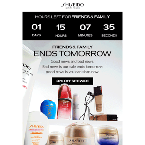 Don’t Forget, Shiseido Is 20% Off