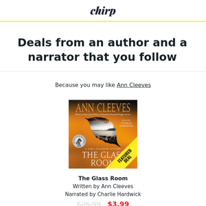 Deal alerts from Ann Cleeves and Anne Dover