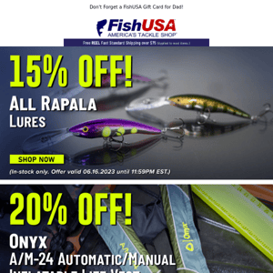 All Rapala Lures 15% Off Today Only!