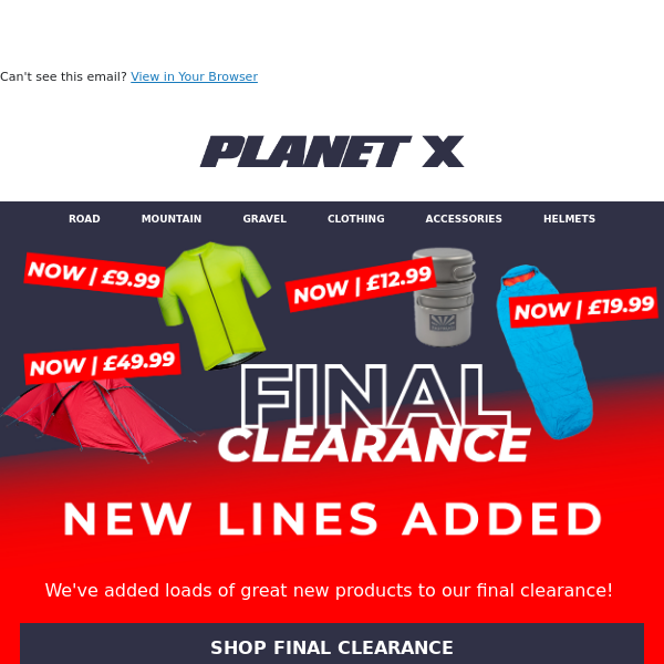 NEW FINAL CLEARANCE ITEMS