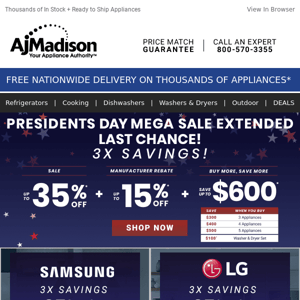 Last Chance! President’s Day Sale Extended- 3X Savings!