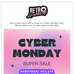 Cyber Monday Sale - new styles added to the sale