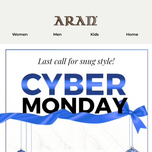 Final Hours! Don't Miss Your Cyber Monday Aran Deal - Offer Ends Midnight Tonight!
