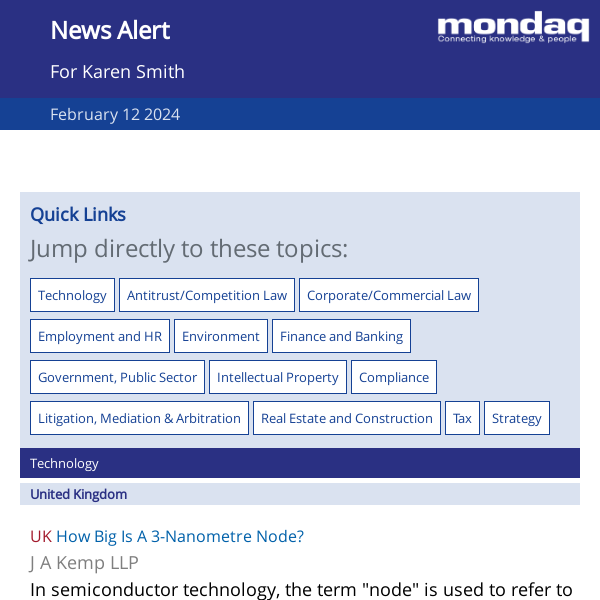 Mondaq Personalized News Alert