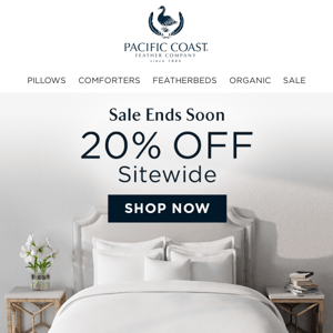 Last 2 Days! Shop 20% OFF Your New Bedding