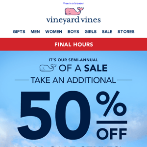 FINAL HOURS: Additional 50% Off!