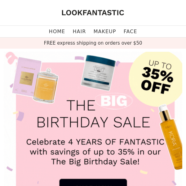 HELLO BIRTHDAY SALE 👋 up to 35% off starts now