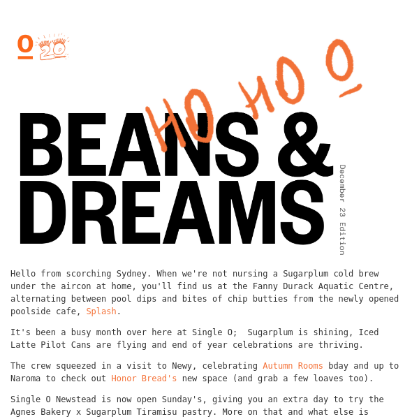 Beans, dreams & December updates