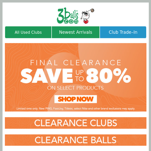  Save up to 80% on Final Clearance Grear